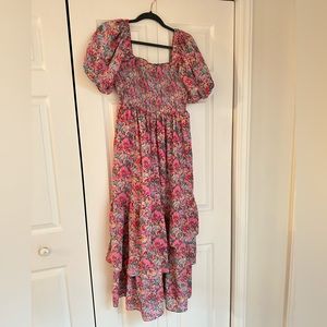 Impeccable Pig Floral Maxi Dress Puff Sleeve